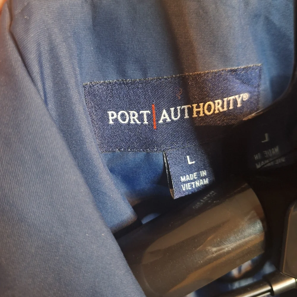 Port Authority Blue Half-Zip Nylon Rain Men's Jacket. Size L